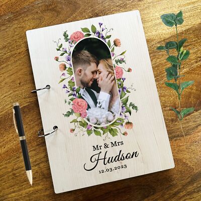 Holz Blumen Foto Nachricht Notizen Andenken Hochzeit Gästebuch