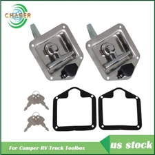 2pcs Trailer Latch T-handle Lock With Key Steel for Camper RV Truck Kit