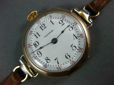 ANTIQUE LARGE WALTHAM 14KT YELLOW GOLD 3D POCKET WRIST WATCH #26601