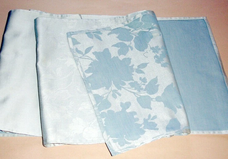 Panel de tela de satén de algodón floral azul Sferra Nalia 95x11,5" corredor/topper nuevo Foto 2 de 4