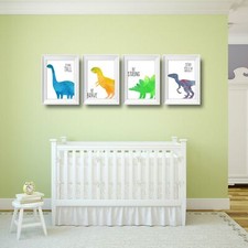 Set of 4 Blue Dinosaur Nursery Prints P2