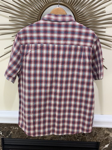 Horny Toad Men’s Sz L Short Sleeve Shirt Red Gray White Button 100% Cotton EUC - Picture 4 of 7