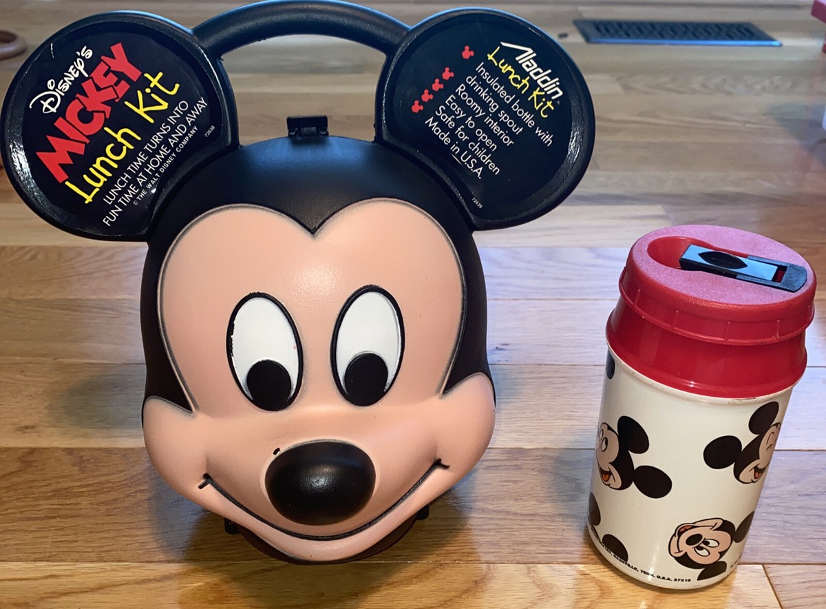 VTG Disney Mickey & Minnie Mouse Head Lunch Box With Original