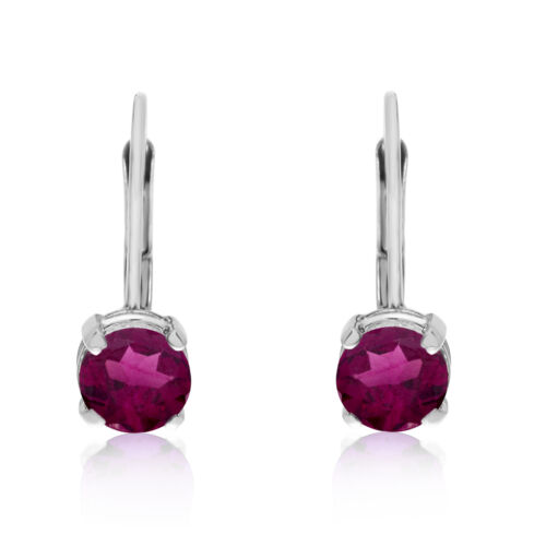 14k White Gold 5mm Ruby Leverback Earrings - Picture 3 of 3