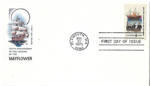 5 '70 FDCs Christmas, Fort Snelling, Landing of Pilgrims, Anti-Pollution B4 - Picture 2 of 6