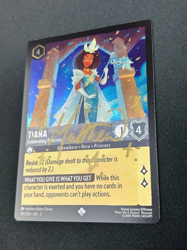 Tiana Celebrating Princess Cold Foil Signed by Matthew Davies #196 AUTO - Picture 3 of 7
