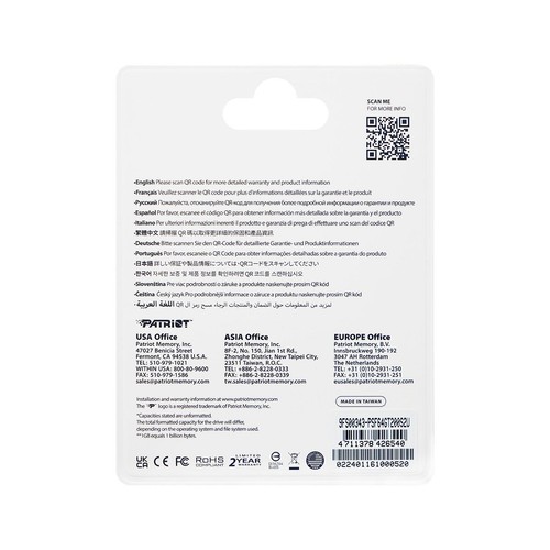 Patriot TAB 200 64GB USB 2.0 Gen 1 Nano Aluminum Capless Compact Flash Pen Drive - Afbeelding 9 van 9