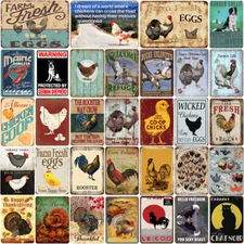 Farm Fresh Eggs Retro Vintage Metal Tin Sign Poster Plaque Plate Club Wall Decor