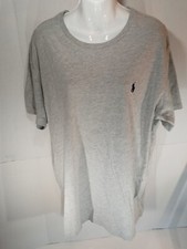 Vintage 90s Polo by Ralph Lauren Crew T-Shirt Sz L Gray Single-Stitch Lapel Logo