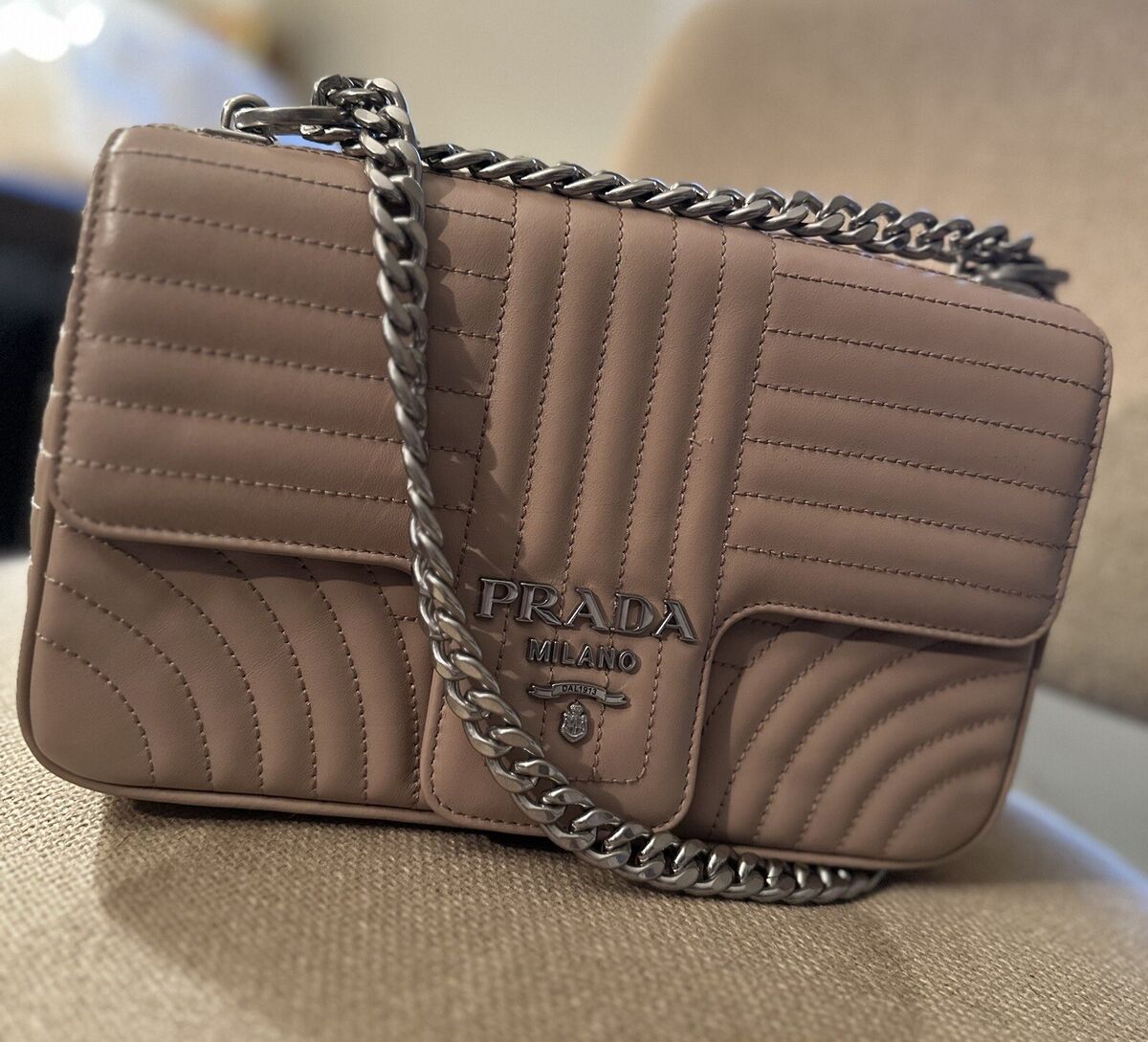 Prada Chain Flap Shoulder Bag Diagramme Quilted Leather Prada Chain Flap Shoulder Bag Diagramme Quilted Leather