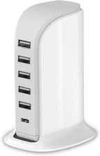 Charging Station for Multiple Devices 40W Upoy, Wall Charger Block 5 USB Ports