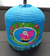VTG Holiday Chinese Paper Lantern Santa Hanging Fringe Lamp Shade Christmas 70s