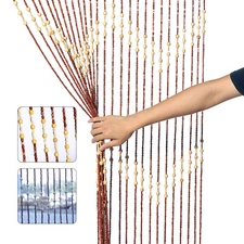 Bamboo Bead Curtain String Door Curtains Beaded Wooden Curtain Fits For Doorway 
