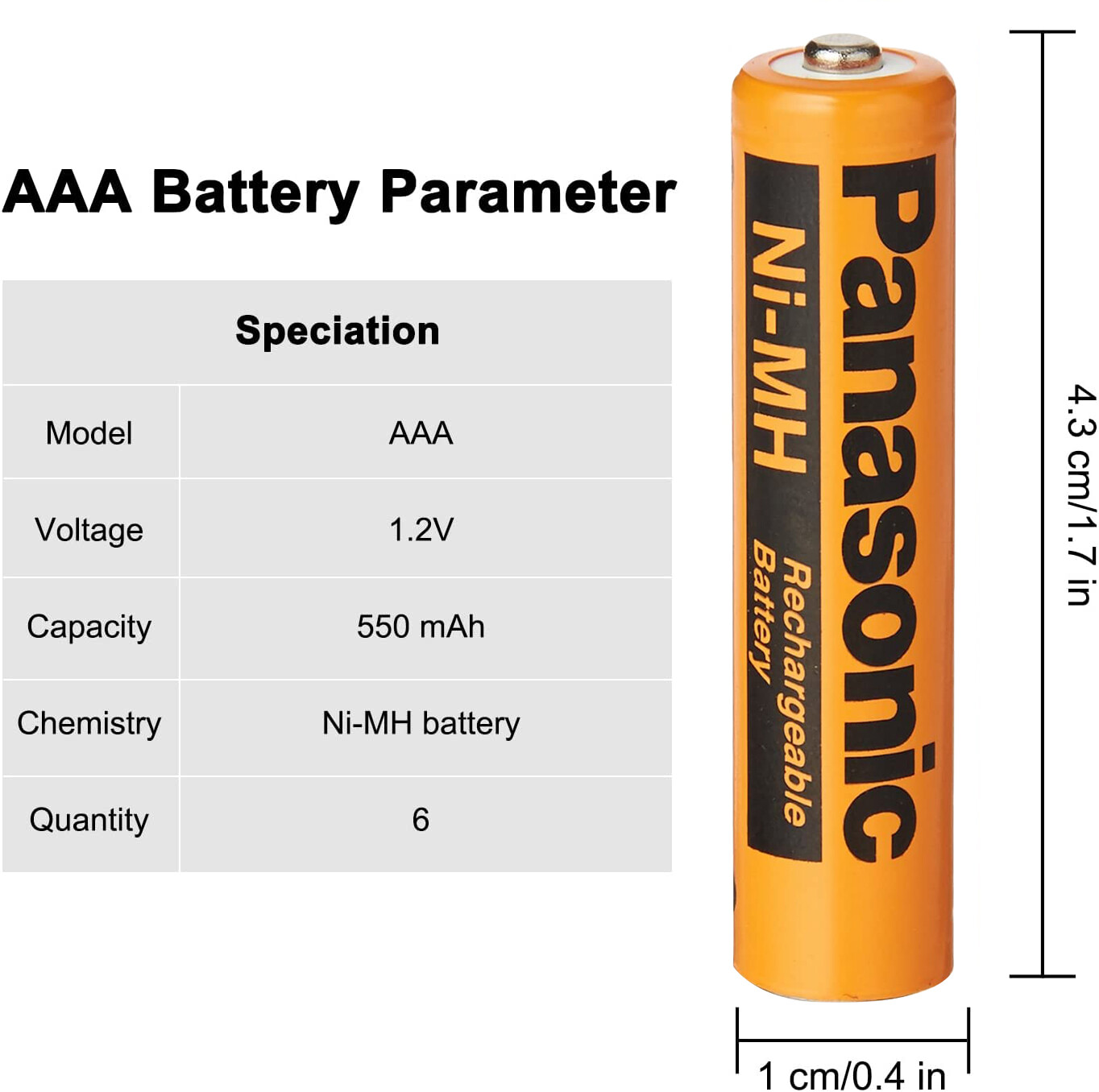 Panasonic NIMH AAA Rechargeable Battery Cordless Phones Batteries