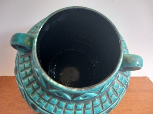 Jarrón Jasba cerámica azteca jarrón de cerámica azteca años 60 70 turquesa midcentury - Imagen 8 de 9