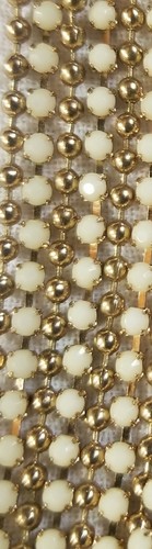 8 STRAND NECKLACE GOLDTONE 4 TINY CREAM RHINESTONES CHAINS 4 TINY BALL CHAIN 36" - Picture 10 of 12