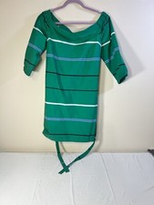 LOFT Ann Taylor Women’s Cotton Blend Shift Dress SZ 4 Striped Green Pockets Belt