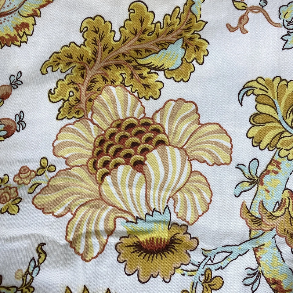 Tela Ashley Cottage WAVERLY DE COLECCIÓN Cortinas Florales Dorado Aqua 48x71" 2yd LEER Foto 3 de 4