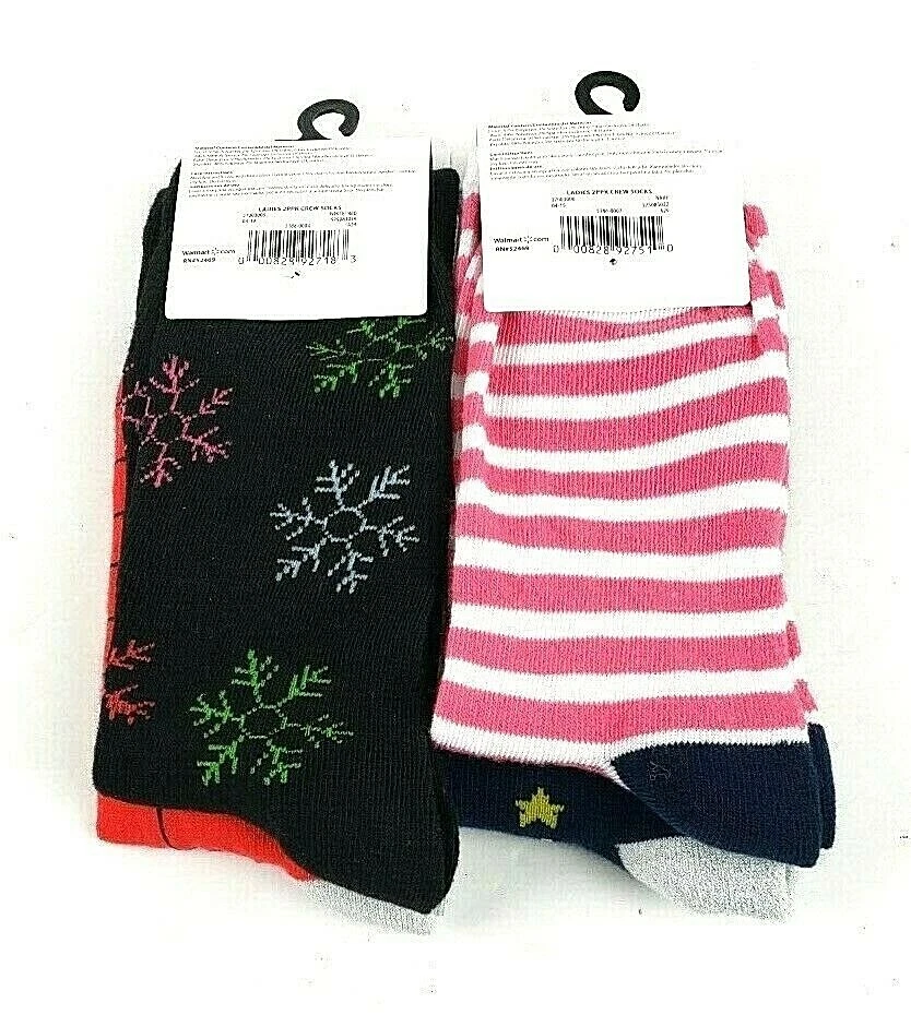 4 pares de calcetines cortos Holiday Time Reindeer, Santa, Snowflakes talla 4-10 Foto 2 de 2