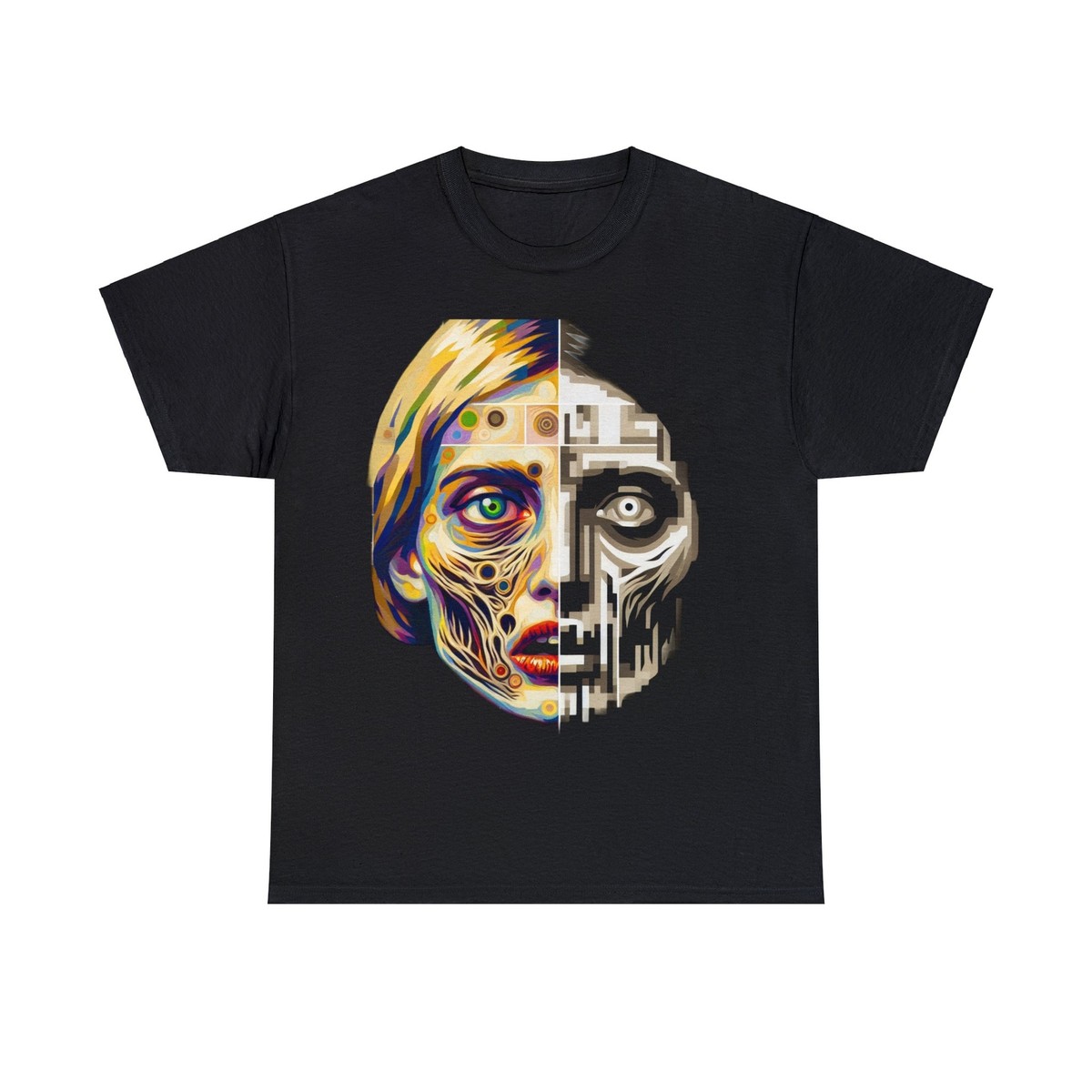 Adult Horror Zombie T Shirt Eerie Impressionist Undead Portrait 