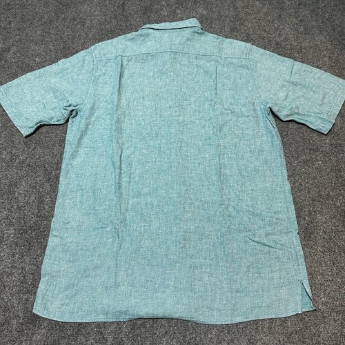 Terrirory Ahead Hemd Herren Large Tall Blau Leinen Knopfleiste Kragen Kurzarm - Bild 2 von 12