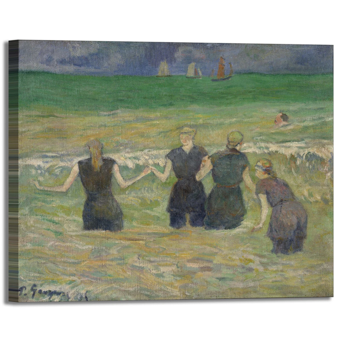 Tableau Spitzweg – Donne Fanno Bagno – Impression Sur Toile – Made In Italy – Encadré