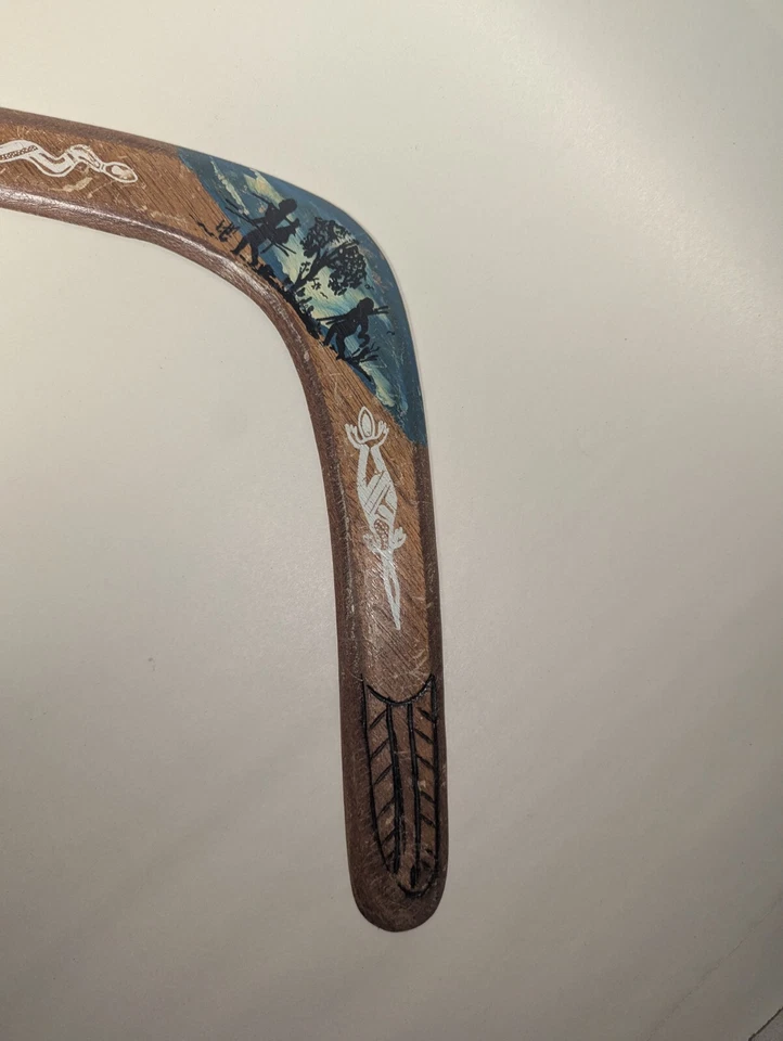 Vintage Wooden Painted 17 1/2” Boomerang Duncan McClellan Australia GC FREE SHIP - Image 3 of 4