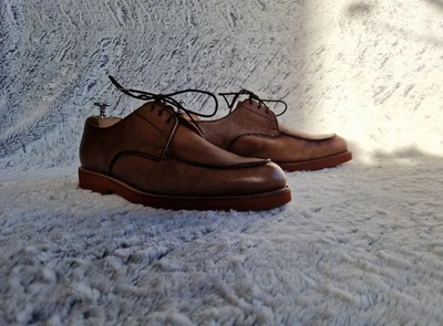 Yanko - Derby cuir patiné marron perforé - T42 / UK8 - Cousu Goodyear - Photo 1/4