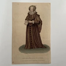 Antique Engraving Empress Maria of Austria Wife of Ferdinand III Roman Emperor