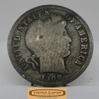 1908-D Barber Silver Dime, 90% Silver - #C52288NQ