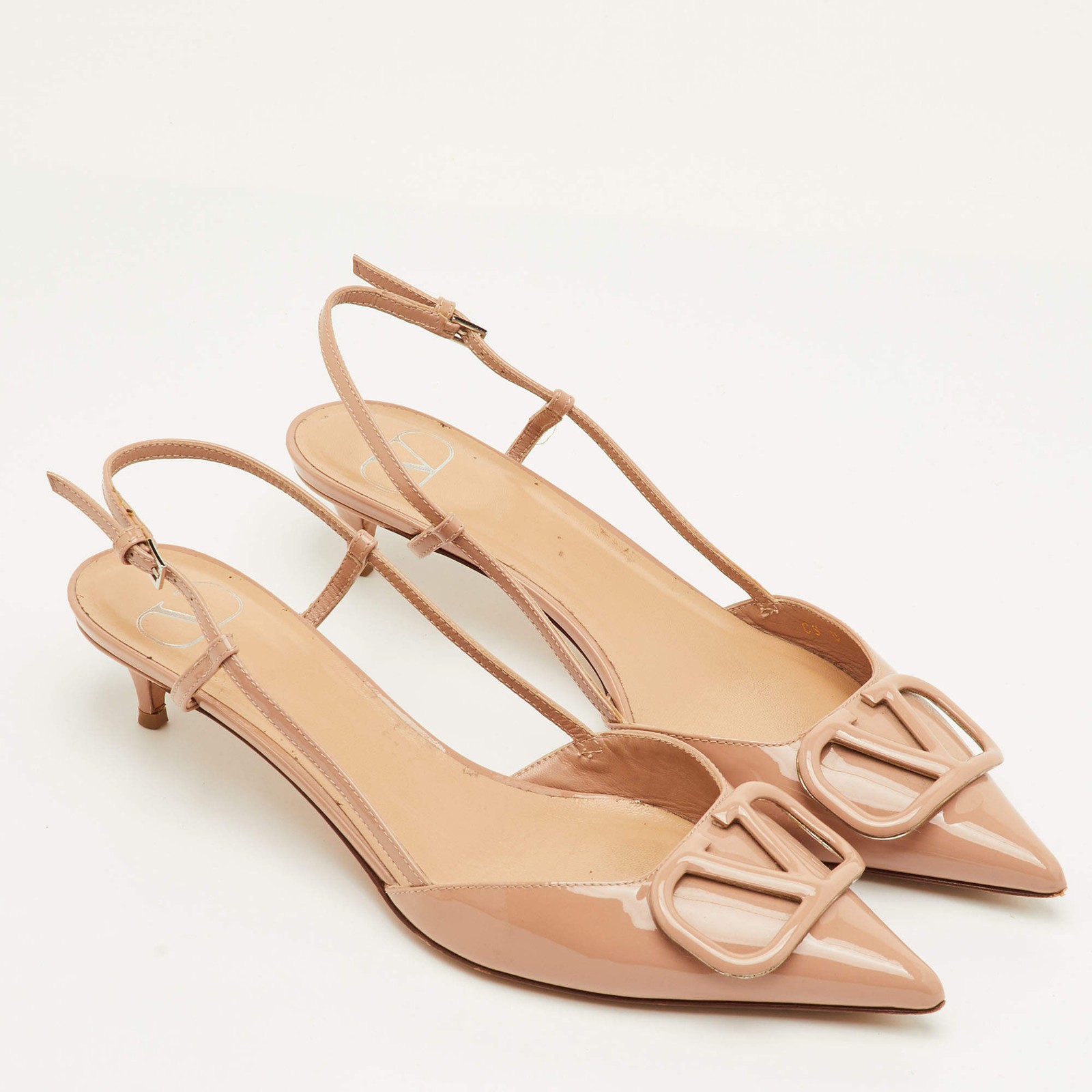 Valentino VLogo Size 39 Beige Patent Leather Pumps thumbnail 4