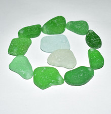 Drilled Genuine Sea Glass Beads Thick Real Beach Glass Green Jewelry Making