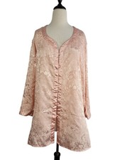 VTG Victoria  s Secret Gold Label Jacquard Satin Sleep Gown M/L Pink Romantic 90s