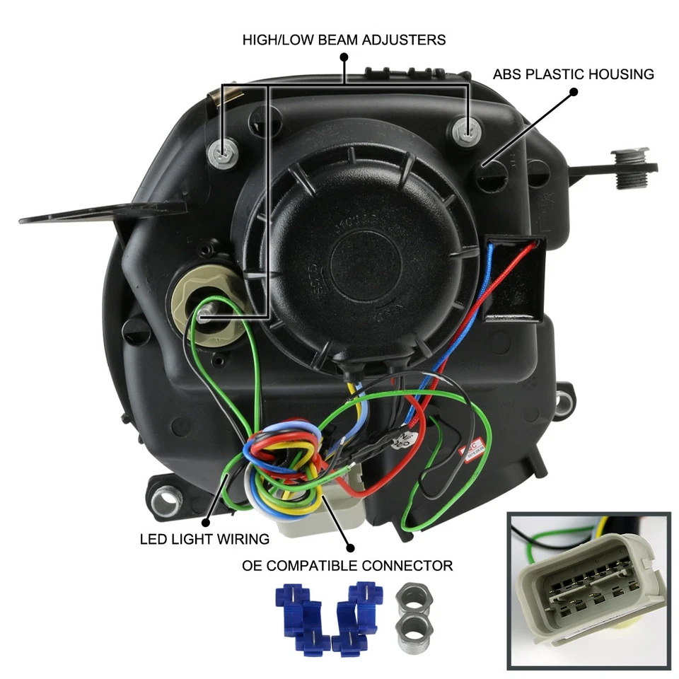 Fits 2007-2013 Mini Cooper S Black LED Bar Halo Projector Headlights Lamps 07-13 Foto 4 de 4