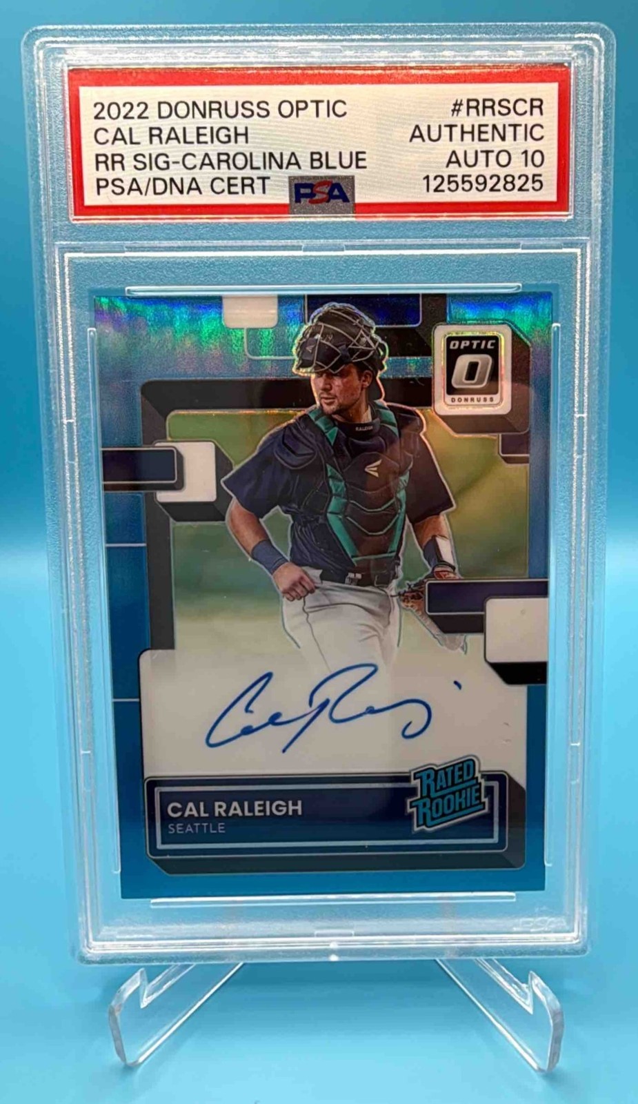 2022 Panini Donruss Optic Cal Raleigh Rated Rookie /35 Auto RC Mariners PSA 10