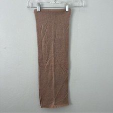 100 Wool Knit Tan Beige Scarf Mens Womens Unisex