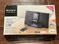 Sony ICF-CS15iP Dream Machine Ipod 30 Pin Remote Speaker Dock Alarm Clock Radio