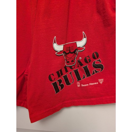Vintage Hanes Chicago Bulls Drawstring Shorts Red NBA Basketball Y2K Unisex - Picture 2 of 5