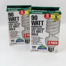 Lot of 2 The Designers Edge 23W CFL Bulbs 90W Equivalent Soft White Two-Packs