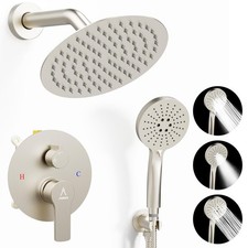 Shower Faucet Set 8IN Brass Rough-In Valve Body Trim Kit Rainfall Included Ha...