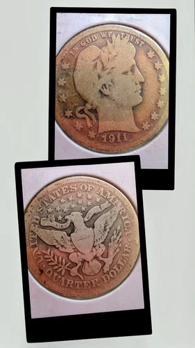 US Barber 90% Silver Quarters and Half Dollar 6 Coins Circulated Coins 1893-1911