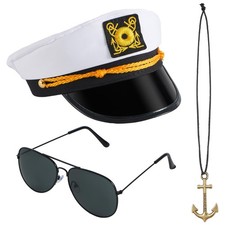 Spooktacular Creations Yacht Sailor Hat Costume Accessories Set, Captain Cap ...