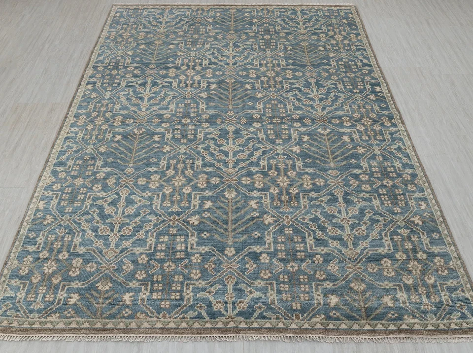 Vintage Turkish Oushak Rugs 8x10 9x12 10x14 12x15 Luxury Hand Knotted Green Rugs - Image 3 of 4