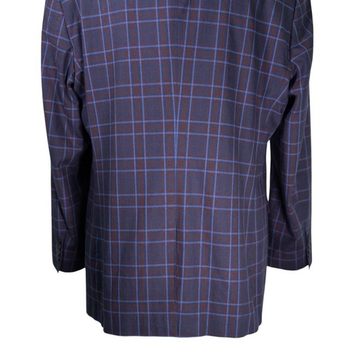 Saddlebred Mens Blazer 44L Blue Red Plaid Cotton Sport Coat 2 Button Jacket - Picture 9 of 9