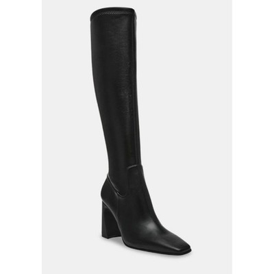 NEW Steve Madden Lamarca Knee-High Block-Heel Stretch Black Dress Boots Size 6M