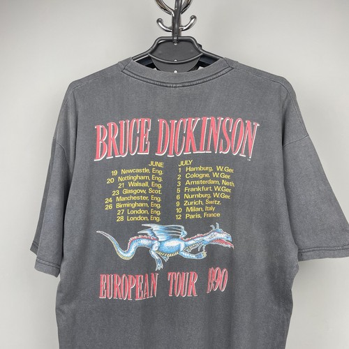 Bruce Dickinson 1990 Men’s Vintage European Tour T-Shirt – Size Approx. XL - Picture 5 of 16