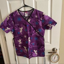Disney Tinker Bell from Peter Pan Scrub Top Women's Size Small Uniform Top