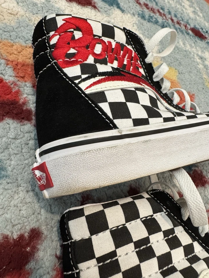 David Bowie High Top Checkered Vans Women’s 7.5 Hi Top Sneakers Shoes - Image 3 of 4