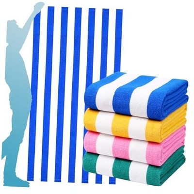 4 Packs Oversized Stripe Beach Towel 72.00'' x 40.00'' Blue Pink Green Yellow