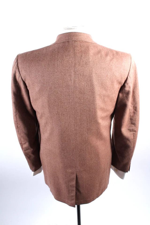 Vintage 1950s Brown Wool Herring Bone Twill 2 Button Mens Suit Size 38 - Image 4 of 4